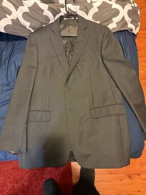DKNY Men's Charcoal Gray Two-Button Suit Jacket